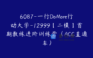 6087-一行DoMore行动大学-12999【二模】首期教练进阶训练营（ACC直通车）