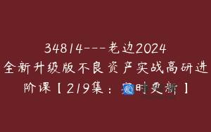 34814---老边2024全新升级版不良资产实战高研进阶课【219集：实时更新】