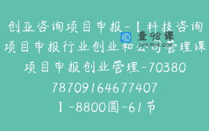 创亚咨询项目申报-【科技咨询项目申报行业创业和公司管理课项目申报创业管理-7038078709164677407】-8800圆-61节