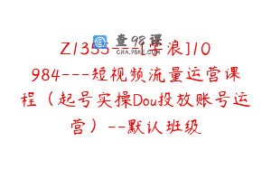 Z1355—[学浪]10984—短视频流量运营课程（起号实操Dou投放账号运营）–默认班级