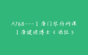 A768—【唐门琴府网课】唐健垣博士《酒狂》