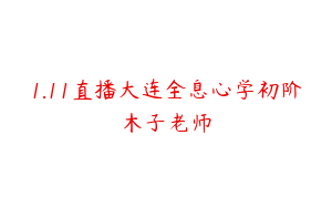 1.11直播大连全息心学初阶木子老师