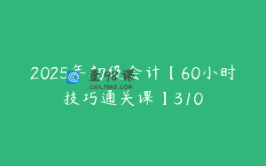 2025年初级会计【60小时技巧通关课】310