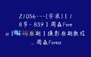 Z1056---[学浪]【18节-￥839】周森Forest【解码后期】摄影后期教程_周森Forest