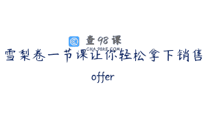 雪梨卷一节课让你轻松拿下销售offer