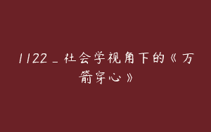 1122_社会学视角下的《万箭穿心》