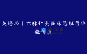吴培玮丨六脉针灸临床思维与经验传真