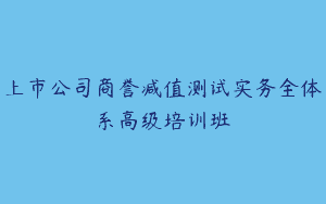 上市公司商誉减值测试实务全体系高级培训班