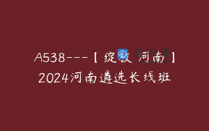 A538—【绽放•河南】2024河南遴选长线班