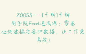 Z0053---[千聊]千聊商学院Excel速成课：零基础快速搞定各种数据，让工作更高效！