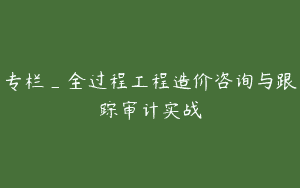 专栏_全过程工程造价咨询与跟踪审计实战
