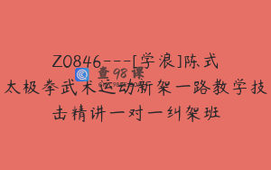 Z0846---[学浪]陈式太极拳武术运动新架一路教学技击精讲一对一纠架班