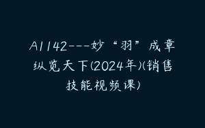 A1142—妙“羽”成章纵览天下(2024年)(销售技能视频课)