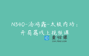 N340-汤鸿鑫-太极内功：开肩篇线上视频课
