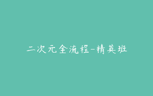 二次元全流程-精英班