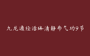 九龙通经活络清静布气功9节