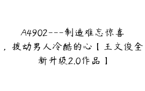 A4902---制造难忘惊喜，拨动男人冷酷的心【王文俊全新升级2.0作品】