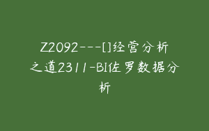 Z2092—[]经营分析之道2311-BI佐罗数据分析