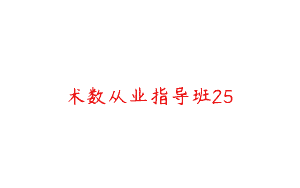 术数从业指导班25