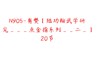 N905-有赞【陆功翰武学研究___点金指系列__二_】20节