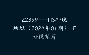 Z2399---[]SAP现场班（2024年01期）-ERP视频库