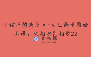 《甜虐的关系》-女生高情商婚恋课：从相识到相爱22