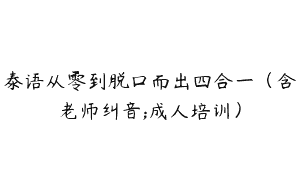 泰语从零到脱口而出四合一（含老师纠音;成人培训）