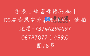 学浪_峰言峰语Studio【D5渲染器室外表现课程：请拍此项-7374629469706787072】499.0圆18节