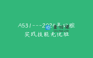 A531—2024年口腔实践技能无忧班