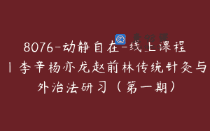 8076-动静自在-线上课程｜李辛杨亦龙赵前林传统针灸与外治法研习（第一期）