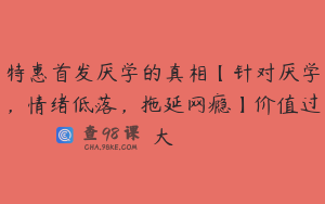 特惠首发厌学的真相【针对厌学，情绪低落，拖延网瘾】价值过大