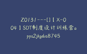 Z0131---[]【X-004】SDT制度设计训练营apps2jkgdvs8745