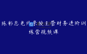 陈彩恋老师亲授主管财务进阶训练营视频课