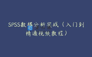 SPSS数据分析实战（入门到精通视频教程）