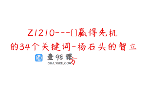 Z1210—[]赢得先机的34个关键词-杨石头的智立方