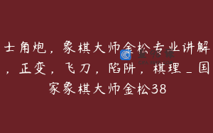 士角炮，象棋大师金松专业讲解，正变，飞刀，陷阱，棋理_国家象棋大师金松38