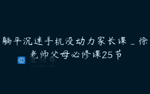 躺平沉迷手机没动力家长课_徐老师父母必修课25节