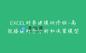 EXCEL财务建模研修班-高效搭建财务分析和决策模型