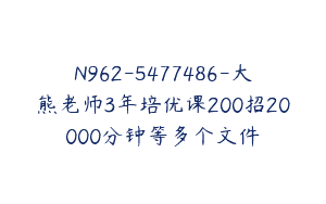 N962-5477486-大熊老师3年培优课200招20000分钟等多个文件