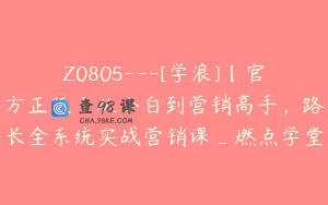 Z0805---[学浪]【官方正版】从小白到营销高手，路长全系统实战营销课_燃点学堂
