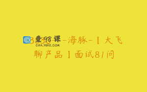 S3530—海豚-【大飞聊产品】面试81问