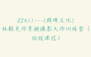 Z2411---[群蜂文化]林毅老师亲授摄影大师训练营（回放课程）