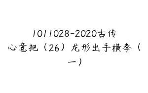 1011028-2020古传心意把（26）龙形出手横拳（一）
