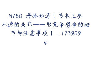 N780-海豚知道【书本上参不透的关窍——形意拳劈拳的细节与注意事项】_1739594