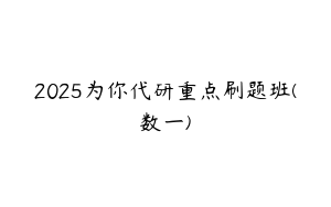 2025为你代研重点刷题班(数一)