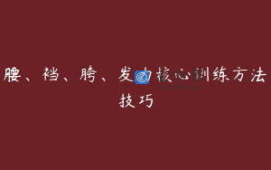 腰、裆、胯、发力核心训练方法技巧