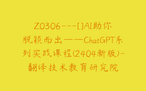 Z0306---[]AI助你脱颖而出——ChatGPT系列实践课程(2404新版)-翻译技术教育研究院