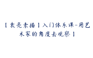 【袁亮素描】入门体系课-用艺术家的角度去观察】