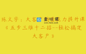 陈文学：大客户销售能力提升课《五步三维十二招–轻松搞定大客户》