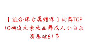 【组合课专属赠课】街舞TOP10潮流元素成品舞成人小白表演基础61节